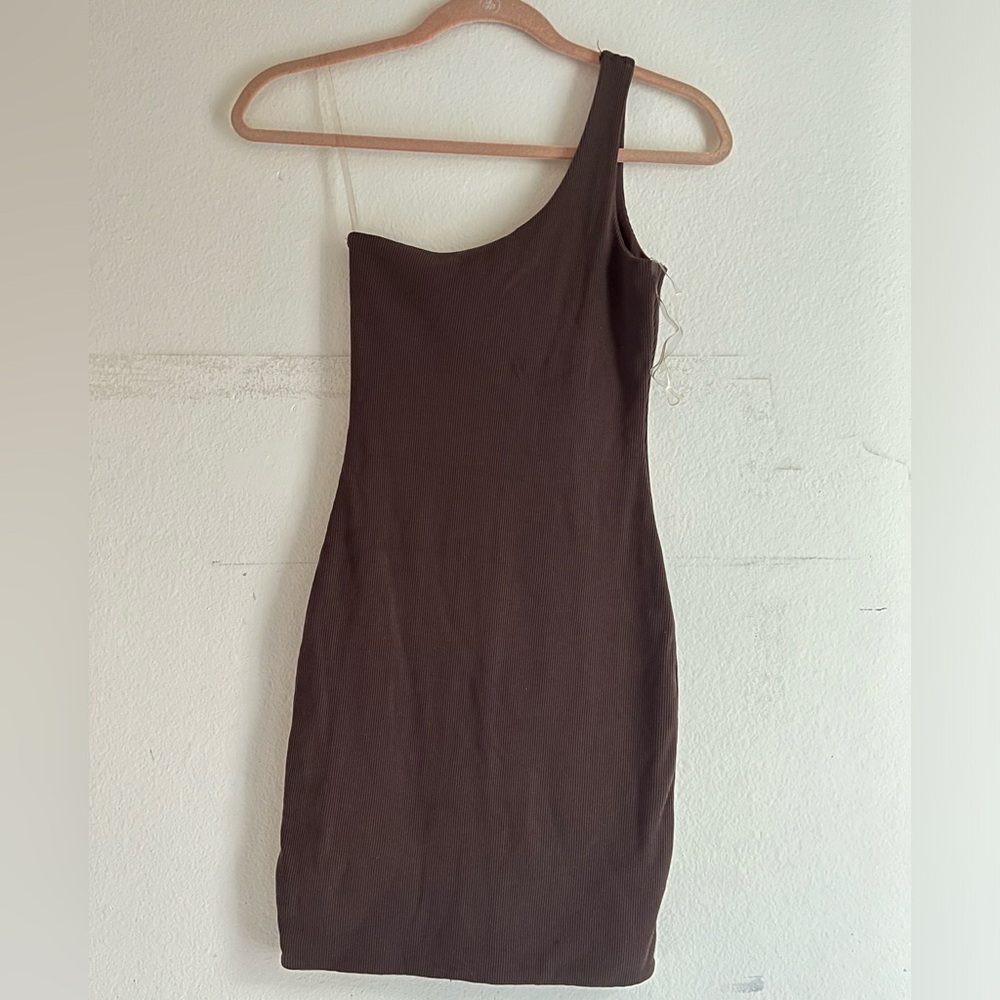 Meshki One-Shoulder Chocolate Dress